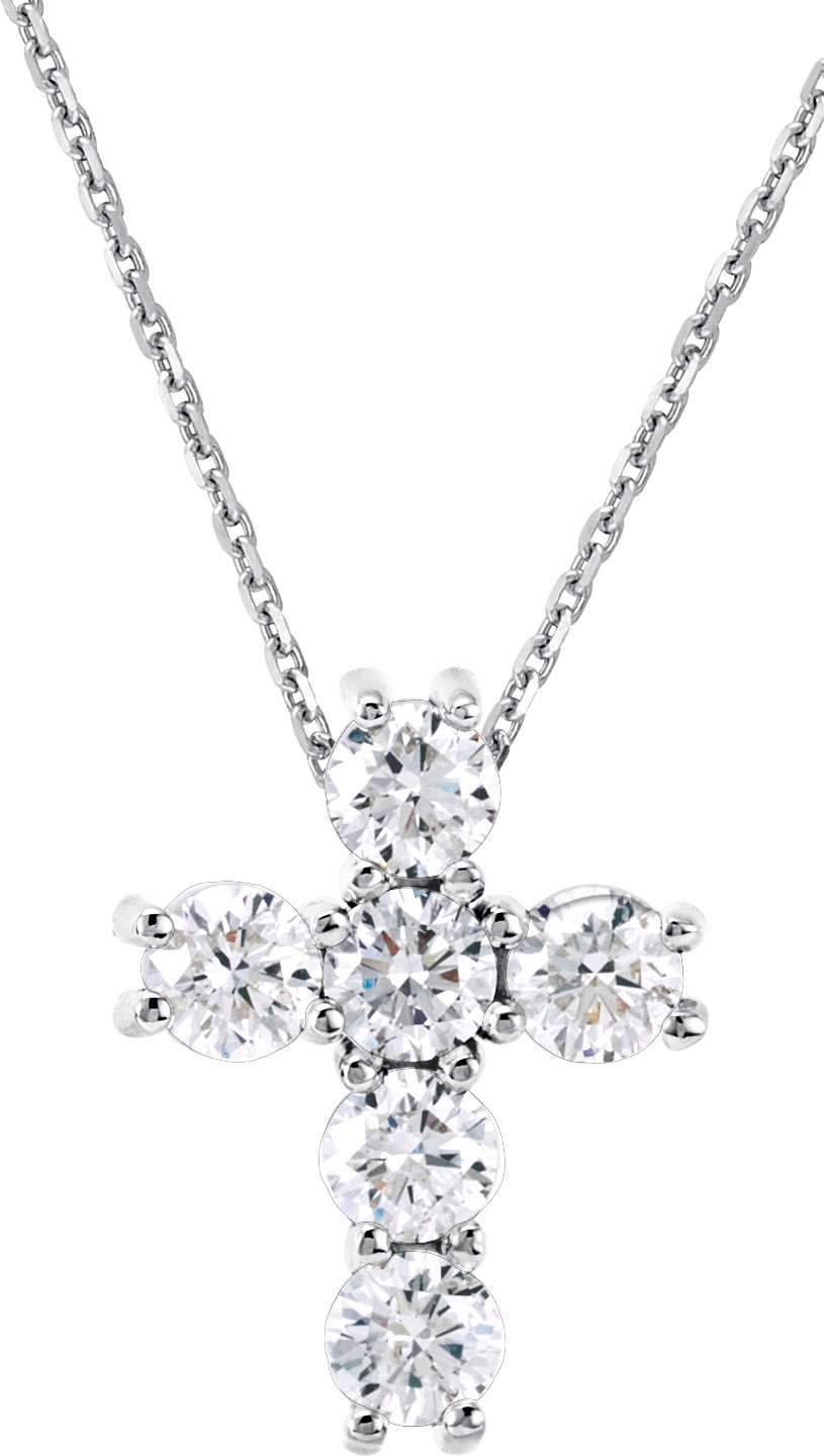 14K White 1/4 CTW Natural Diamond Cross 18 Necklace