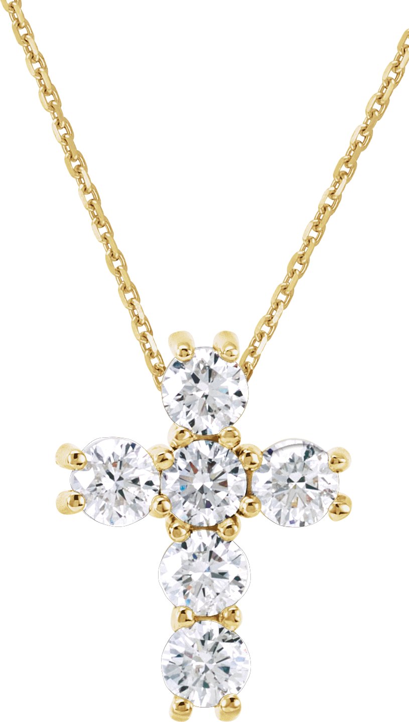 14K Yellow 1/4 CTW Lab-Grown Diamond Cross 18" Necklace