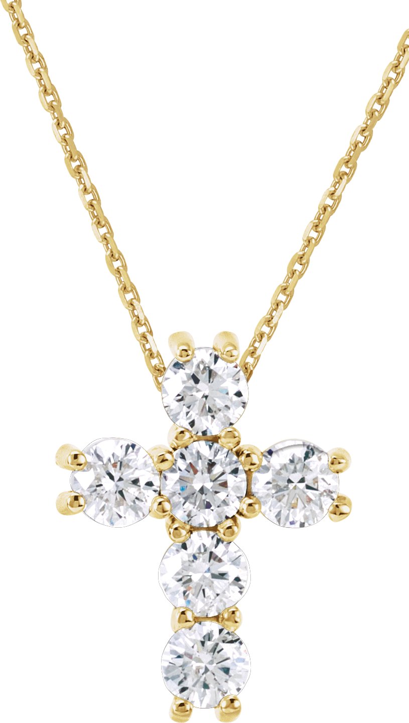 14K Yellow 1/4 CTW Natural Diamond Cross 18" Necklace