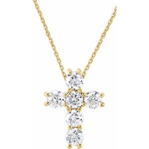 14K Yellow 1/4 CTW Natural Diamond Cross 18" Necklace