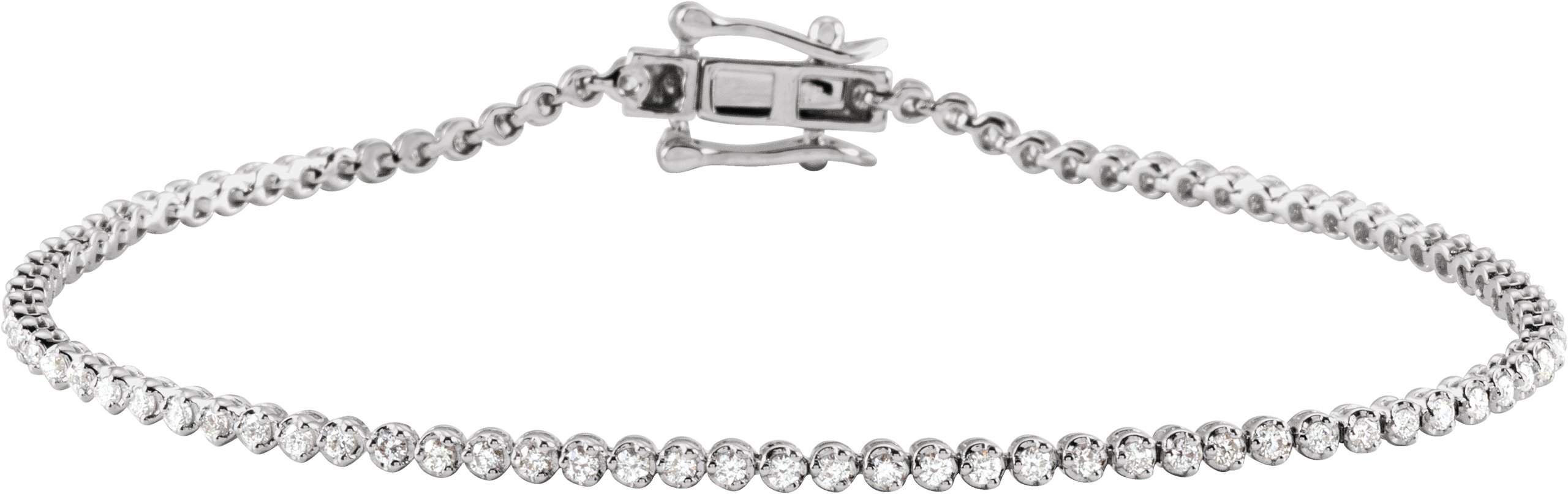 14K White 7/8 CTW Natural Diamond Line 7  Bracelet  