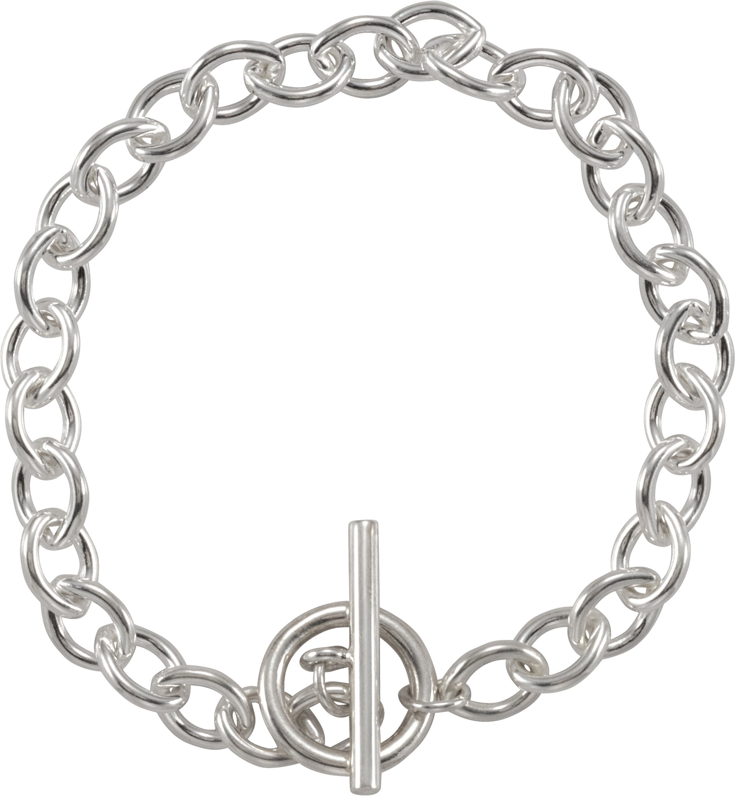 Sterling Silver 7 mm Charm Cable 8" Bracelet