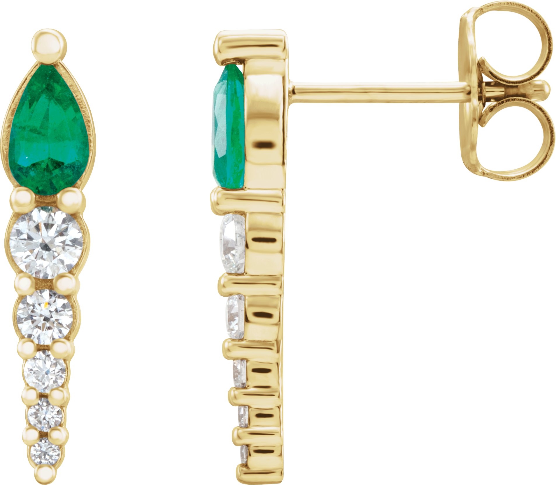 14K Yellow Emerald & 1/4 CTW Diamond Earrings