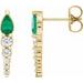 14K Yellow Natural Emerald & 1/4 CTW Natural Diamond Earrings