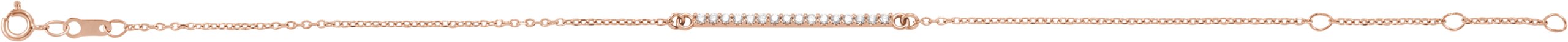 14K Rose 1/8 CTW Natural Diamond Bar 6 1/2-71/2 Bracelet