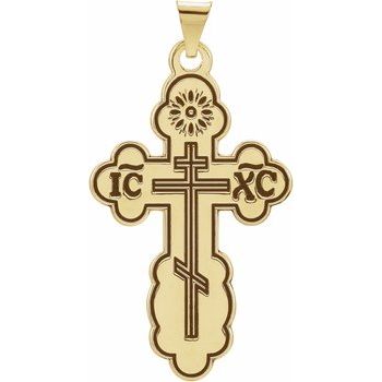 Orthodox St. Olga Cross Pendant with Black Inlay Ref 538488