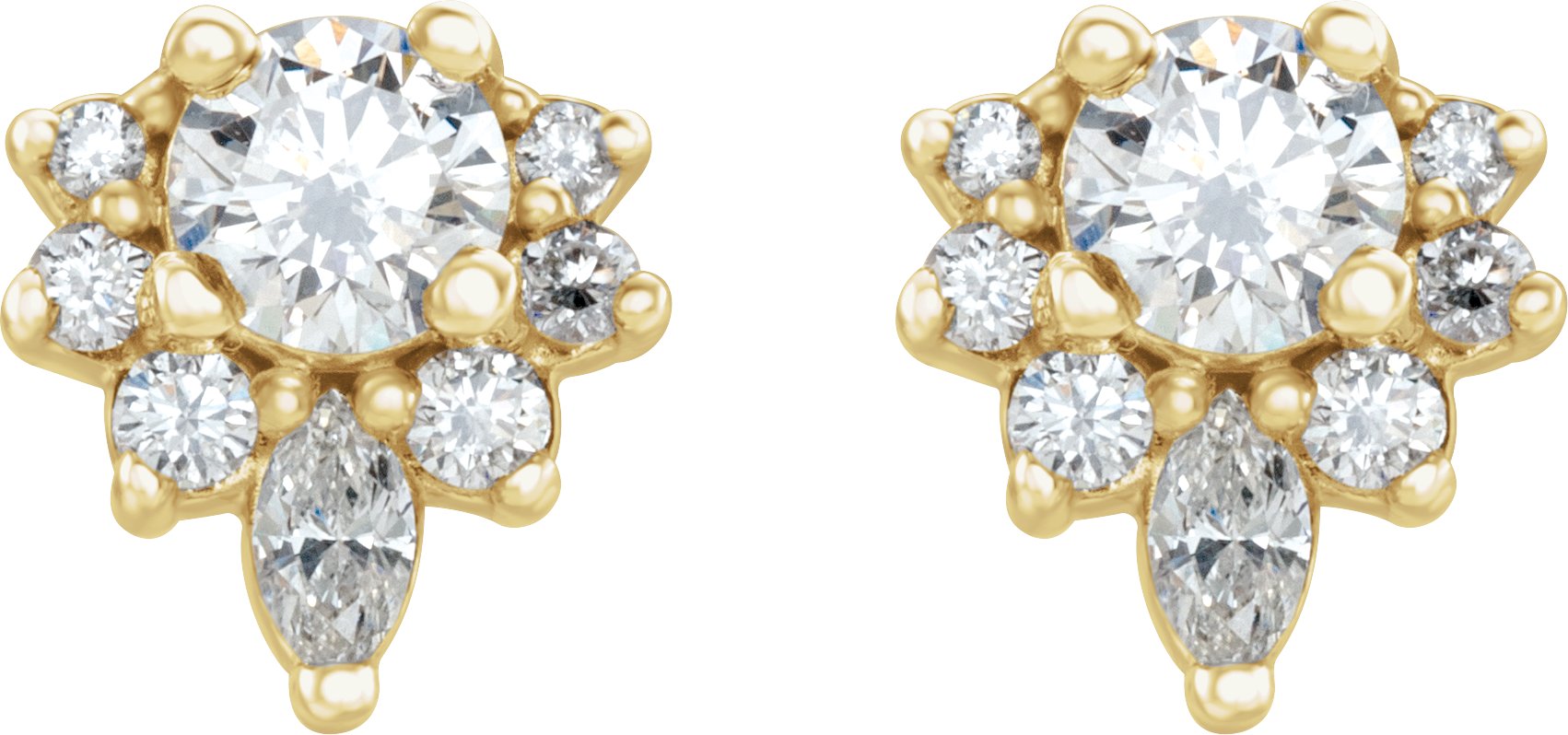 14K Yellow 1/2 CTW Diamond Earrings