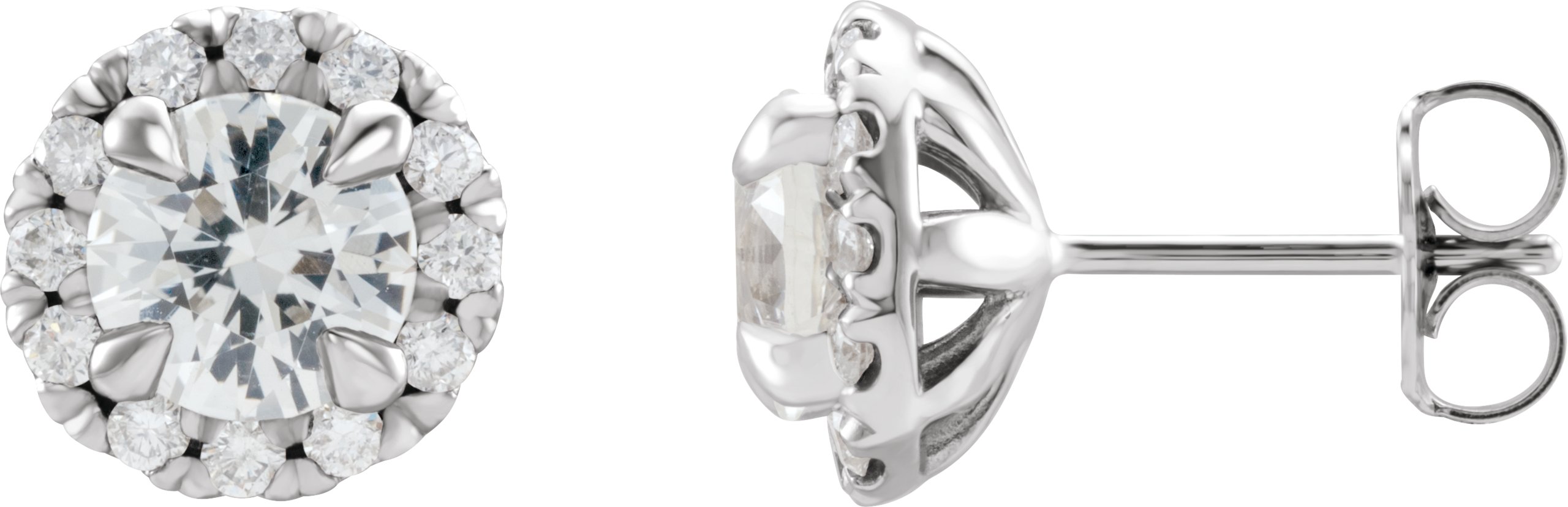14K White Sapphire & 1/3 CTW Diamond Earrings