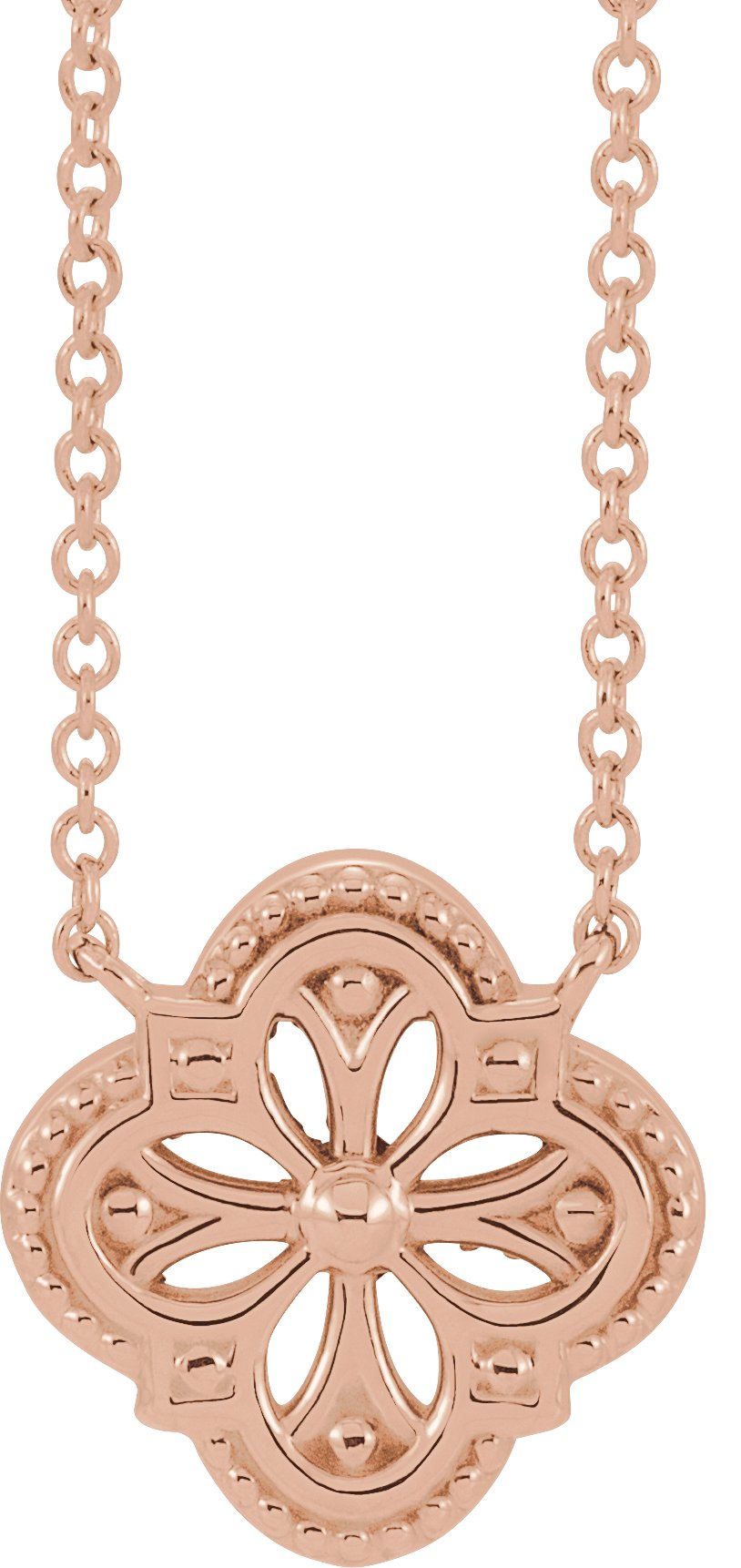14K Rose Vintage-Inspired Clover 18" Necklace