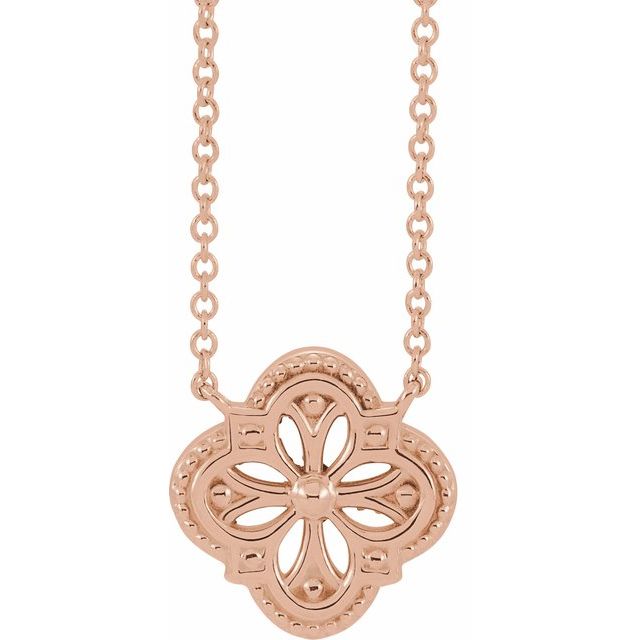 14K Rose Vintage-Inspired Clover 18 Necklace