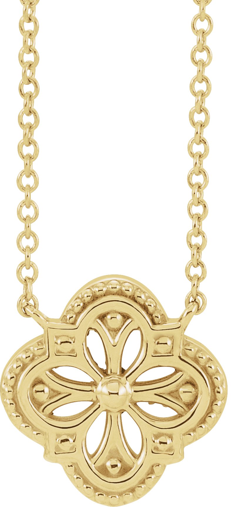 14K Yellow Vintage-Inspired Clover 18" Necklace