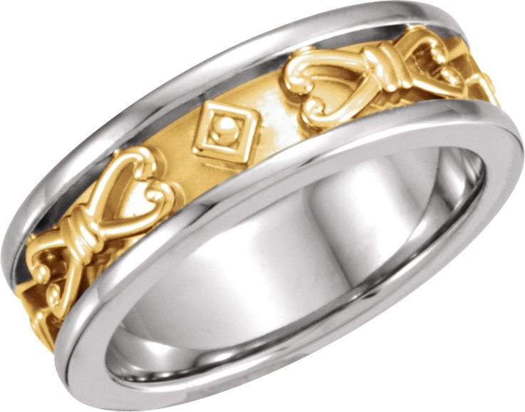 14K White/Yellow 6.5 mm Etruscan-Style Band Size 13