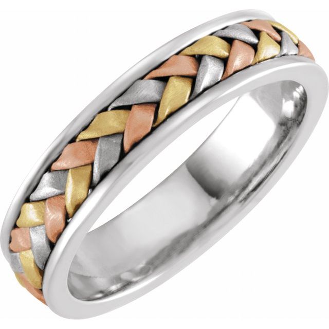 14K Tri-Color 5 mm Woven Band Size 8