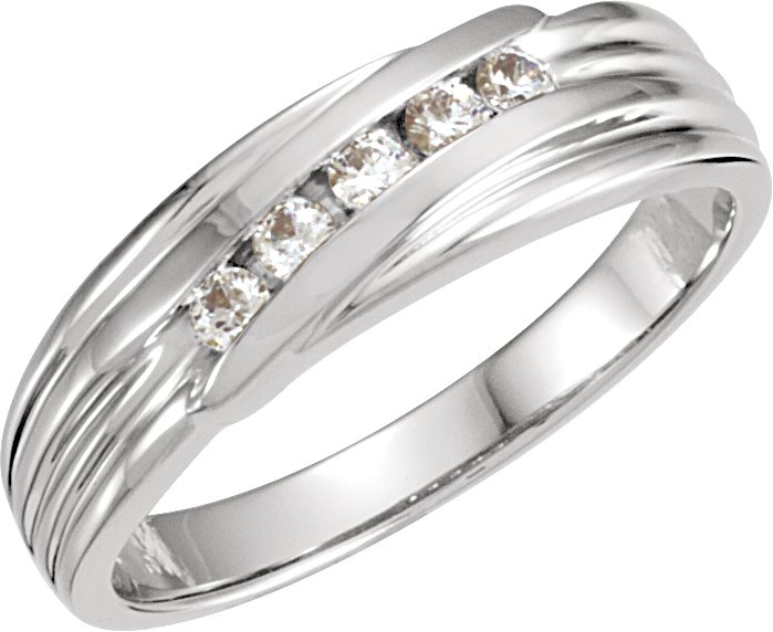 14K White .25 CTW Diamond 5 Stone Band Ref 4827032