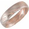 18K Rose Gold PVD Damascus Steel 6 mm Patterned Half Round Band Size 5 Ref 16549600