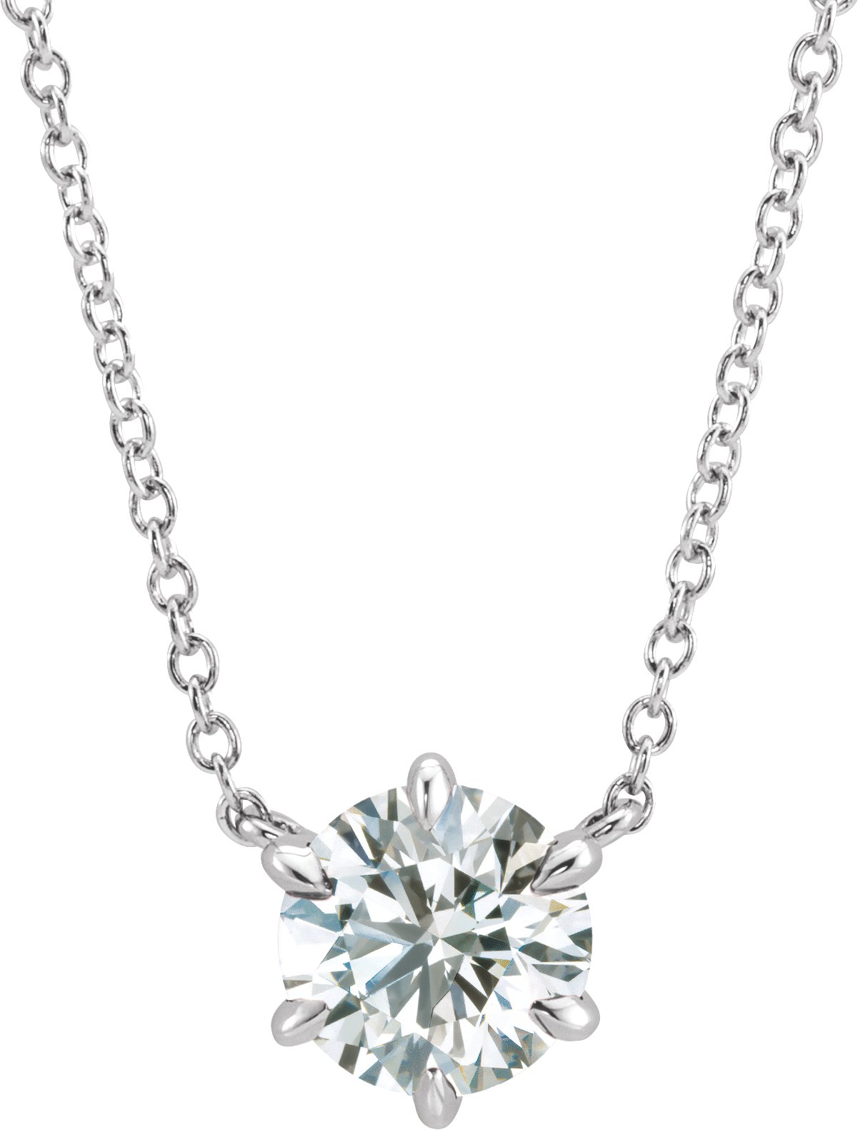 14K White 1/3 CT Natural Diamond Solitaire 16" Necklace  