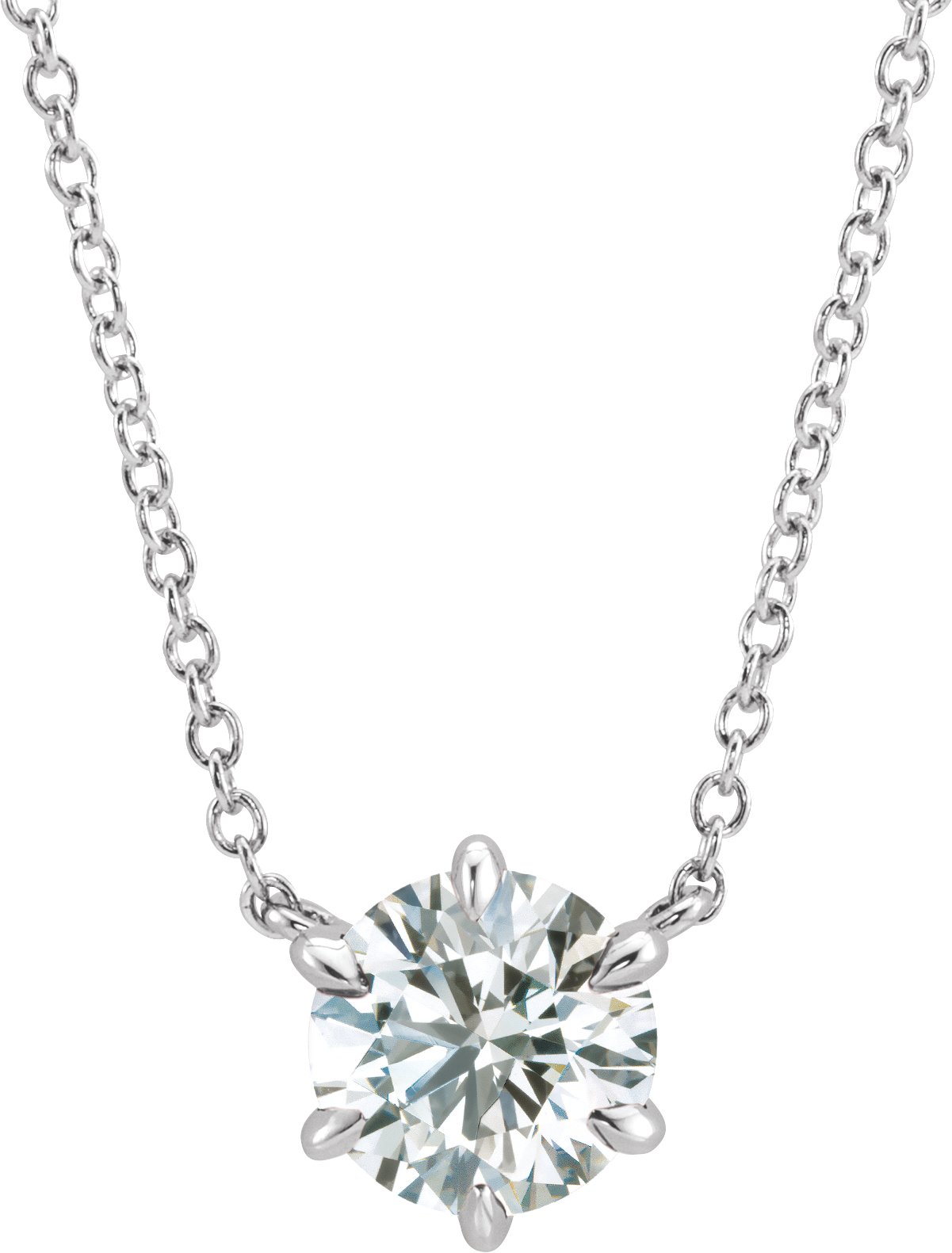 14K White 1/4 CT Natural Diamond Solitaire 16" Necklace  