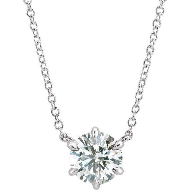 14K White 1/2 CT Natural Diamond Solitaire 18" Necklace  
