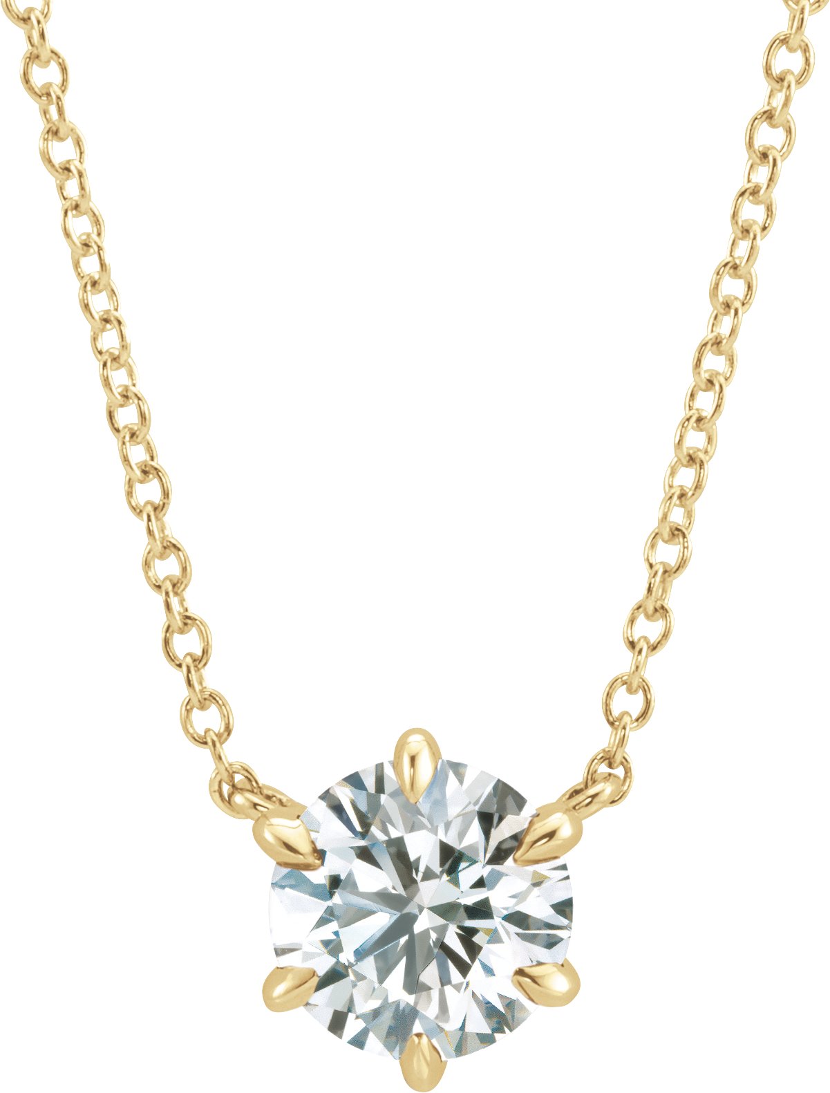 14K Yellow 1/4 CT Natural Diamond Solitaire 18" Necklace  