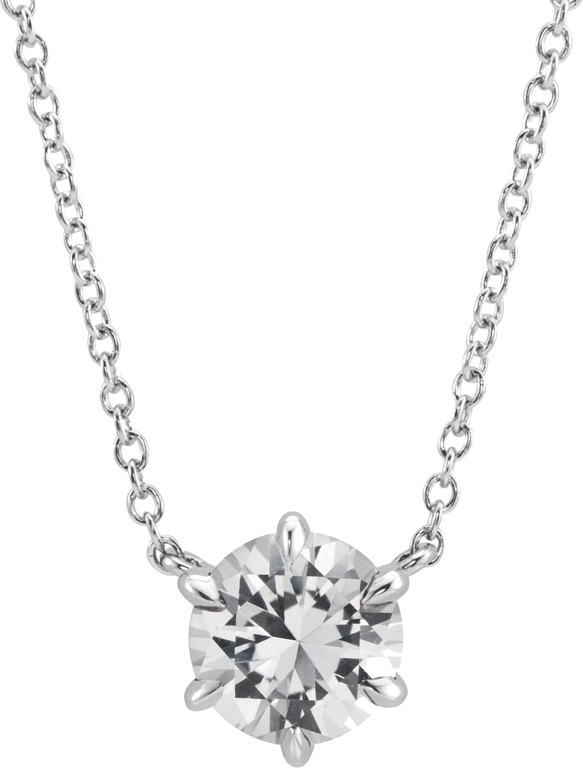 Sterling Silver Natural White Sapphire Solitaire 18" Necklace