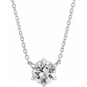 Sterling Silver Natural White Sapphire Solitaire 18" Necklace