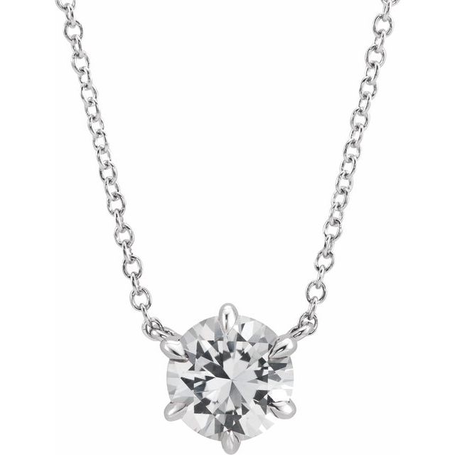 Sterling Silver Natural White Sapphire Solitaire 18 Necklace