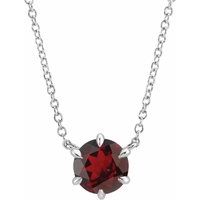 Sterling Silver Natural Mozambique Garnet Solitaire 16