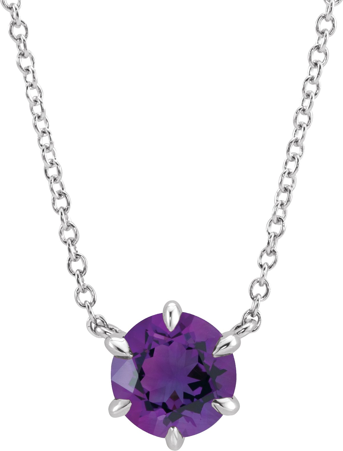 Sterling Silver Natural Amethyst Solitaire 18