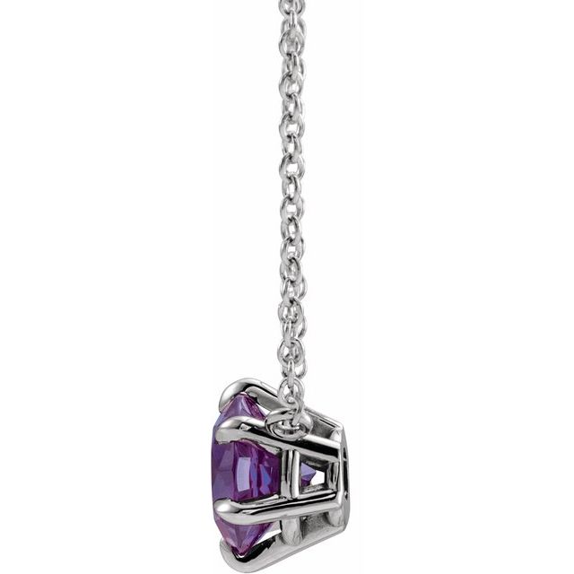 Sterling Silver Natural Amethyst Solitaire 18 Necklace