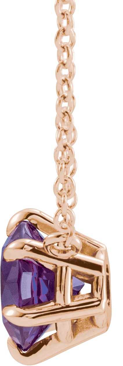 14K Rose Amethyst Solitaire 18 Necklace 