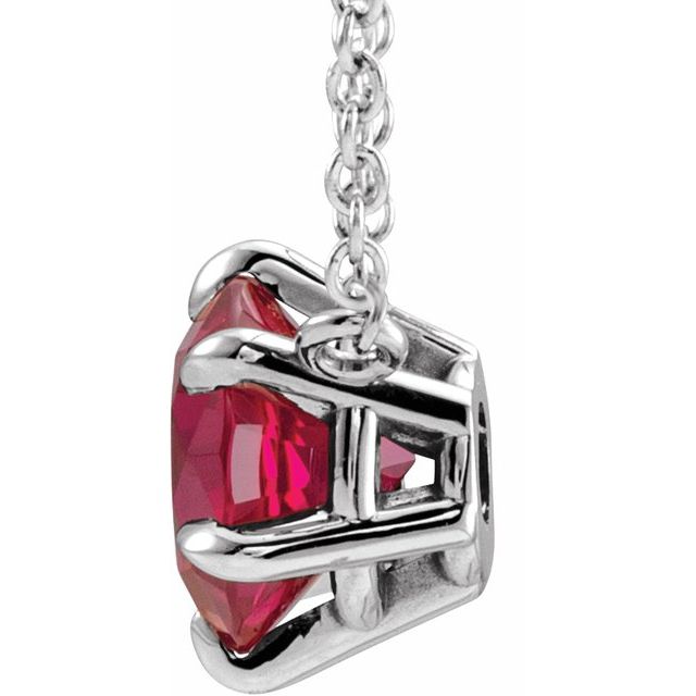 14K White Lab-Grown Ruby Solitaire 18