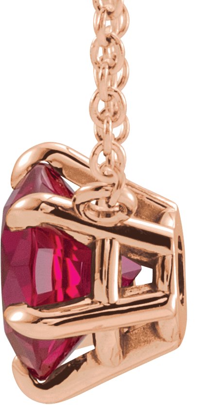 14K Rose Ruby Solitaire 16 Necklace 