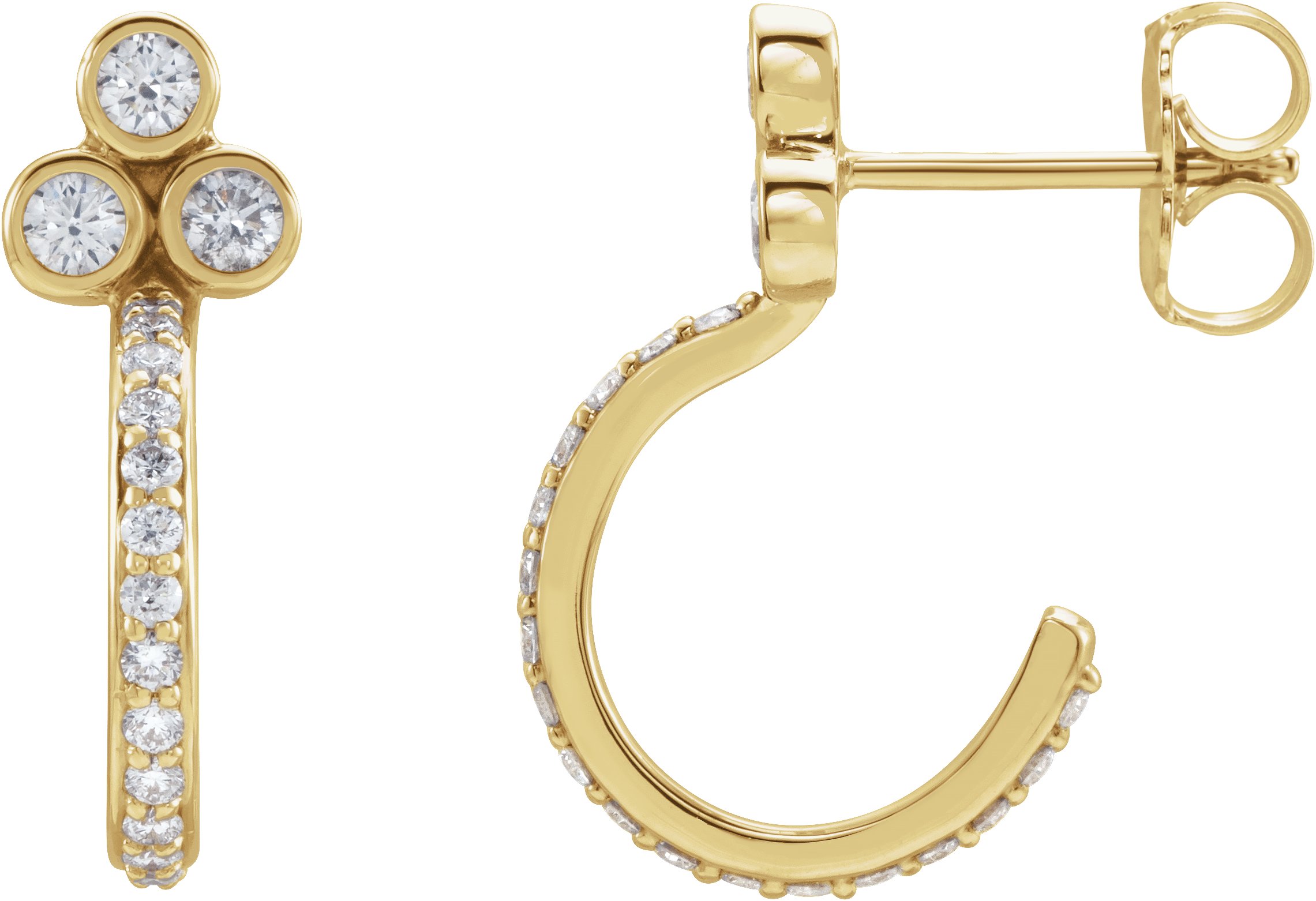 14K Yellow 1/2 CTW Diamond Hoop Earrings