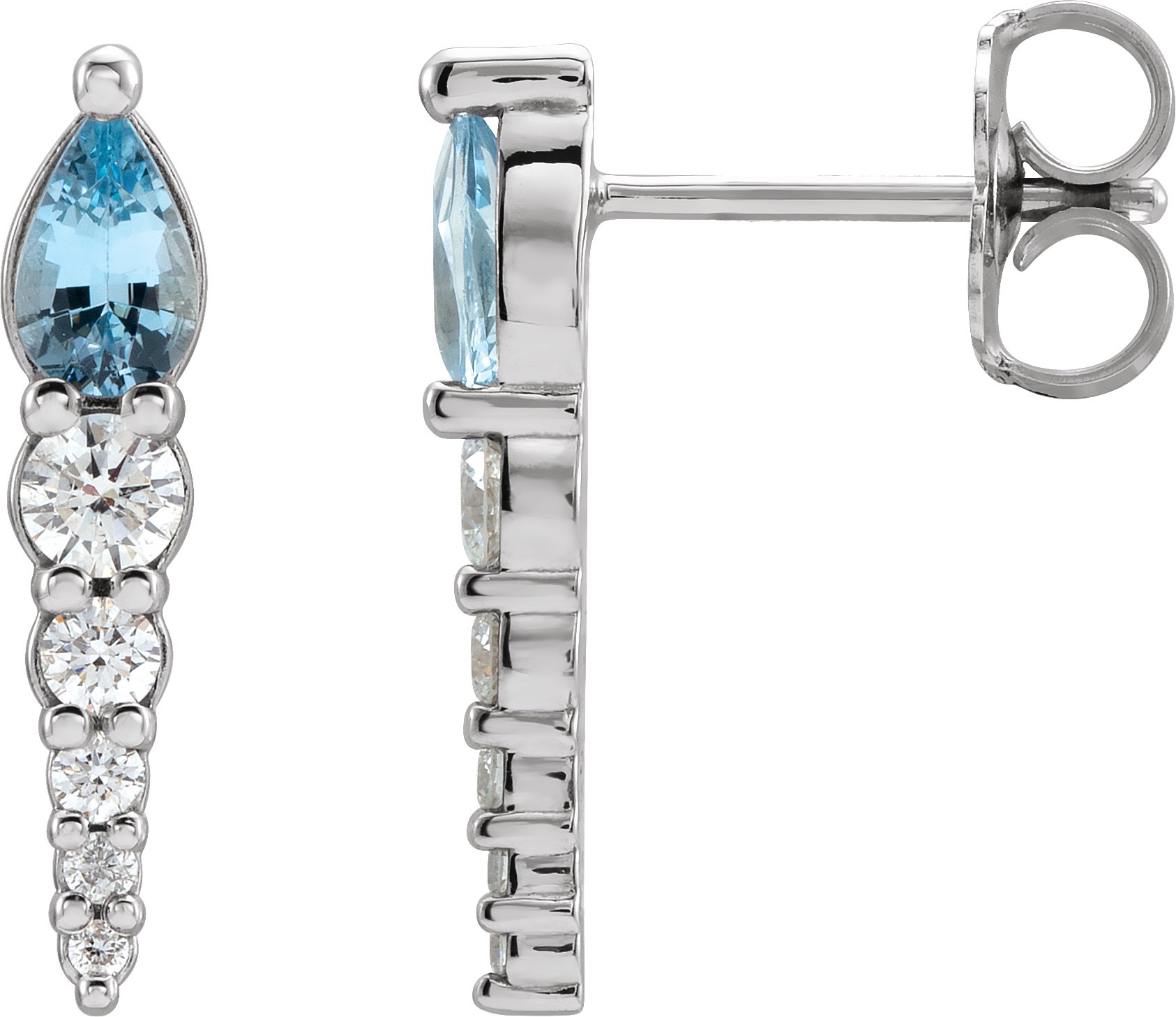 14K White Aquamarine & 1/4 CTW Diamond Earrings