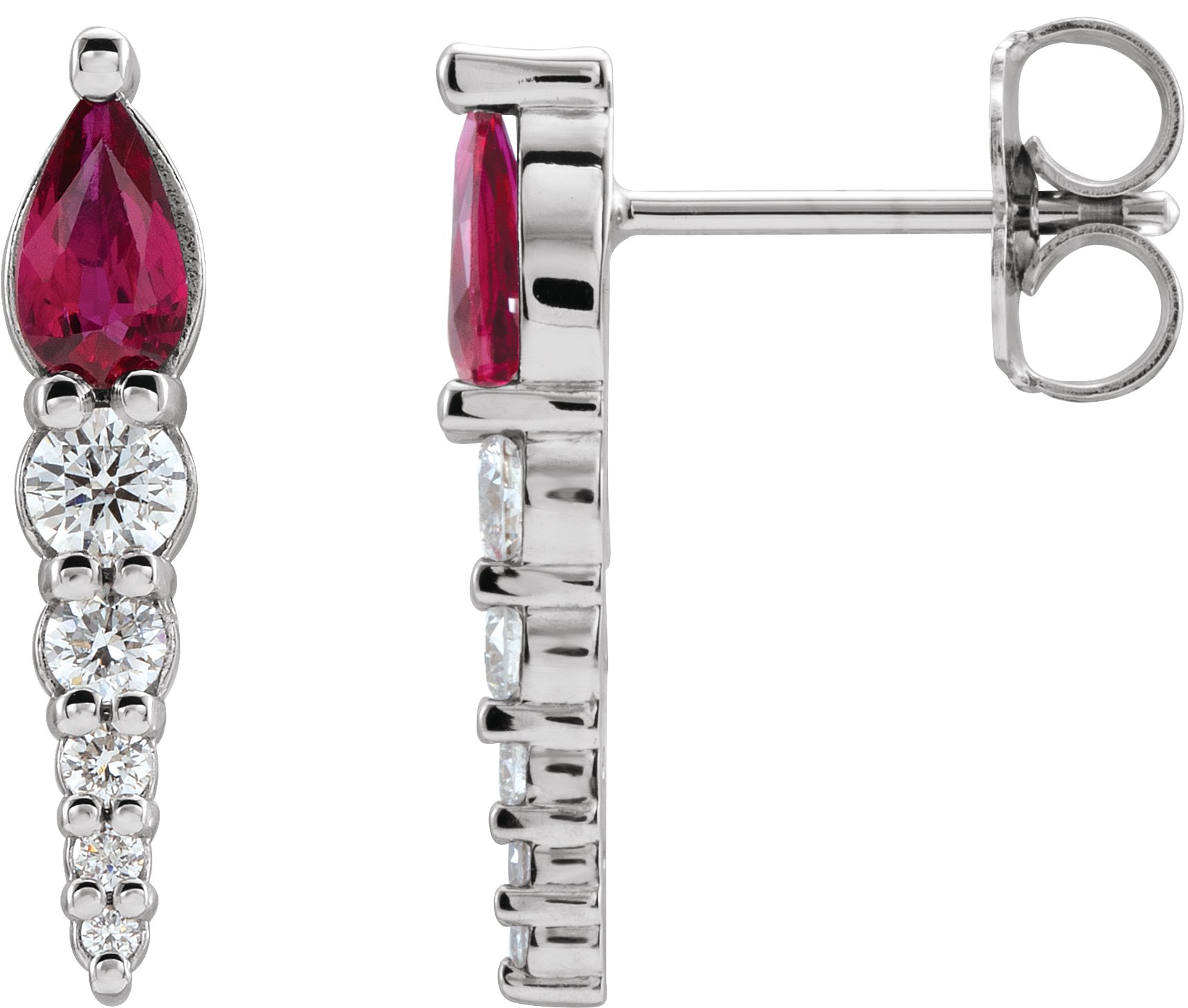 14K White Natural Ruby & 1/4 CTW Natural Diamond Earrings