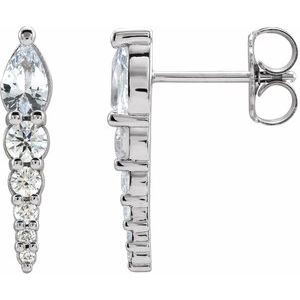 14K White Natural White Sapphire & 1/4 CTW Natural Diamond Earrings