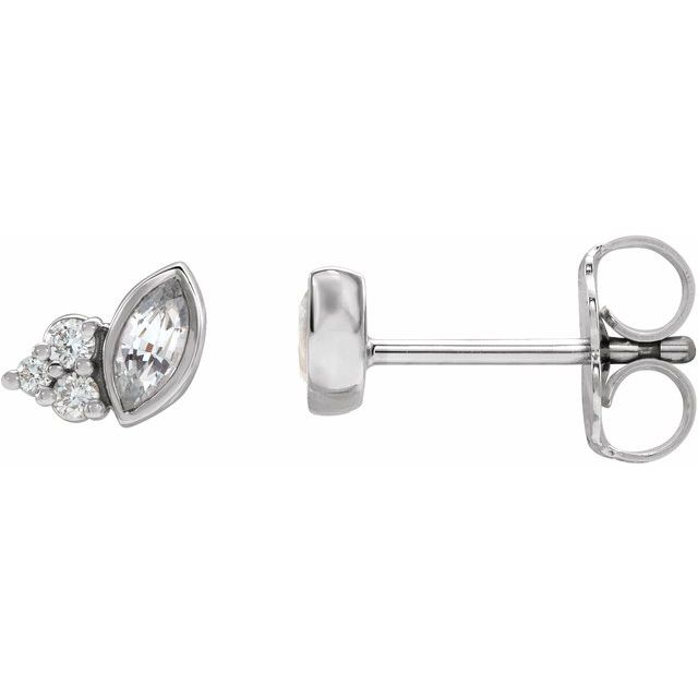 Sterling Silver Natural White Sapphire & .05 CTW Natural Diamond Earrings