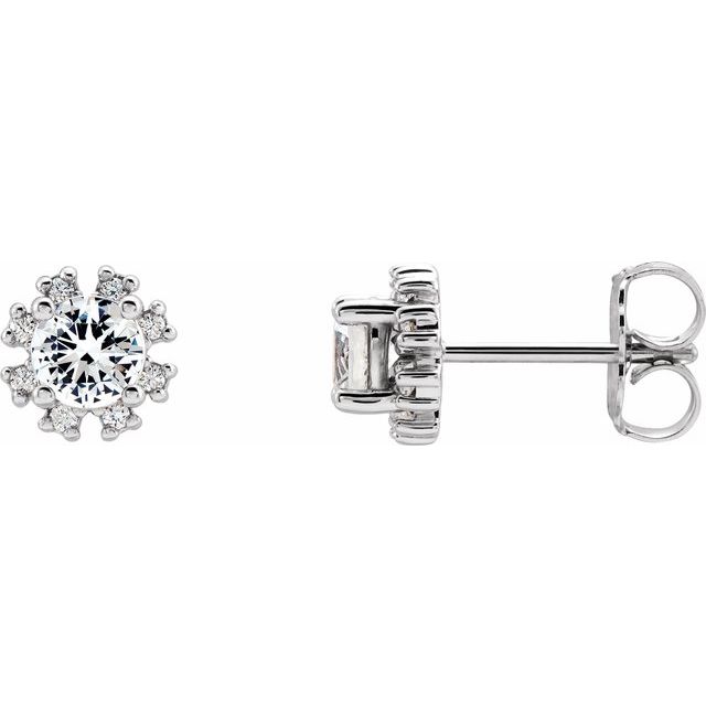 Sterling Silver Natural White Sapphire & .06 CTW Natural Diamond Earrings