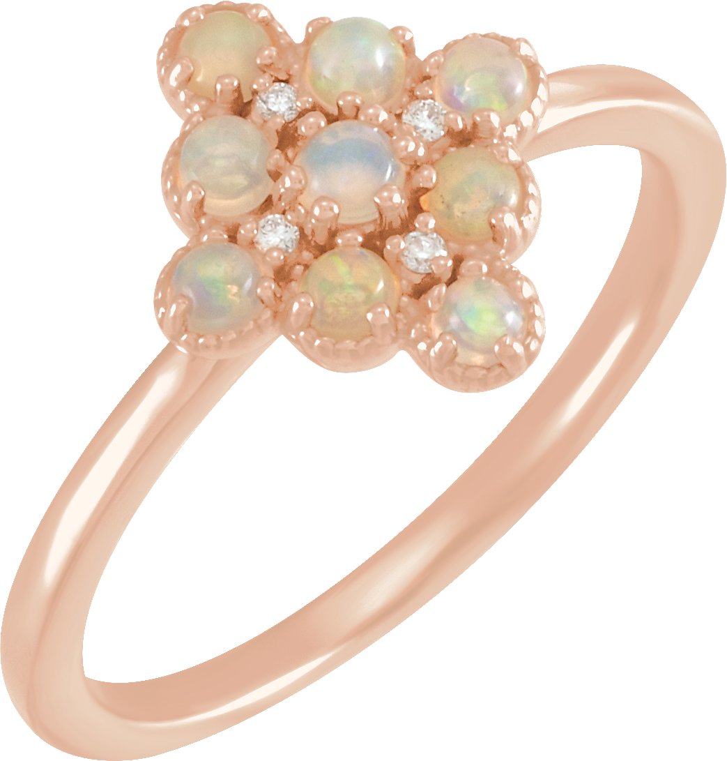 14K Rose Ethiopian Opal & .02 CTW Diamond Ring