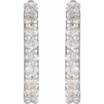 Sterling Silver .25 CTW Diamond Hinged 10.32 mm Hoop Earrings Ref. 16685706