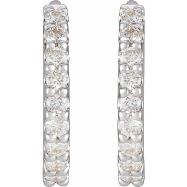 14K White 10.3 mm 1/4 CTW Natural Diamond Huggie Hoop Earrings