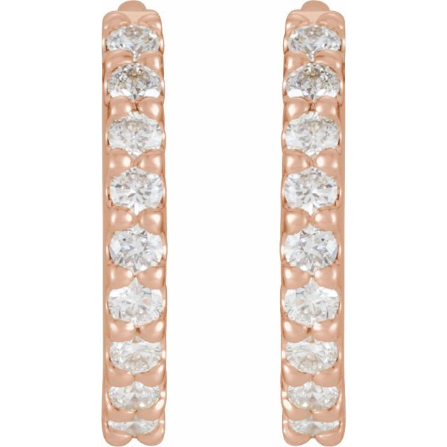 14K Rose 10.3 mm 1/4 CTW Natural Diamond Huggie Hoop Earrings