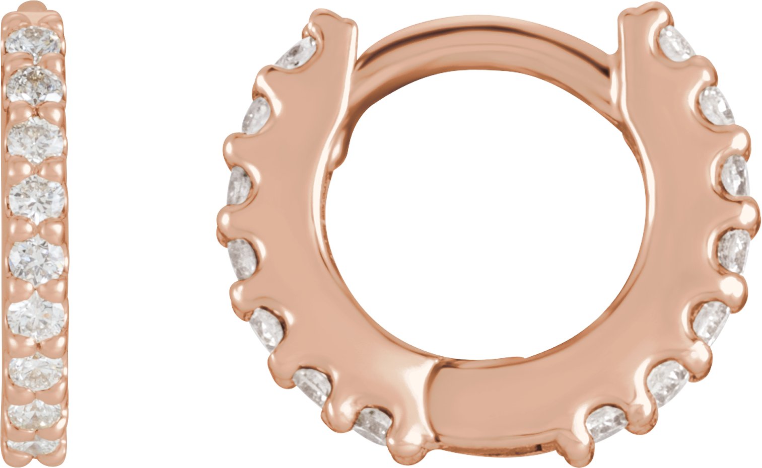 14K Rose .33 CTW Diamond Hinged 12.6 mm Hoop Earrings Ref. 16685709