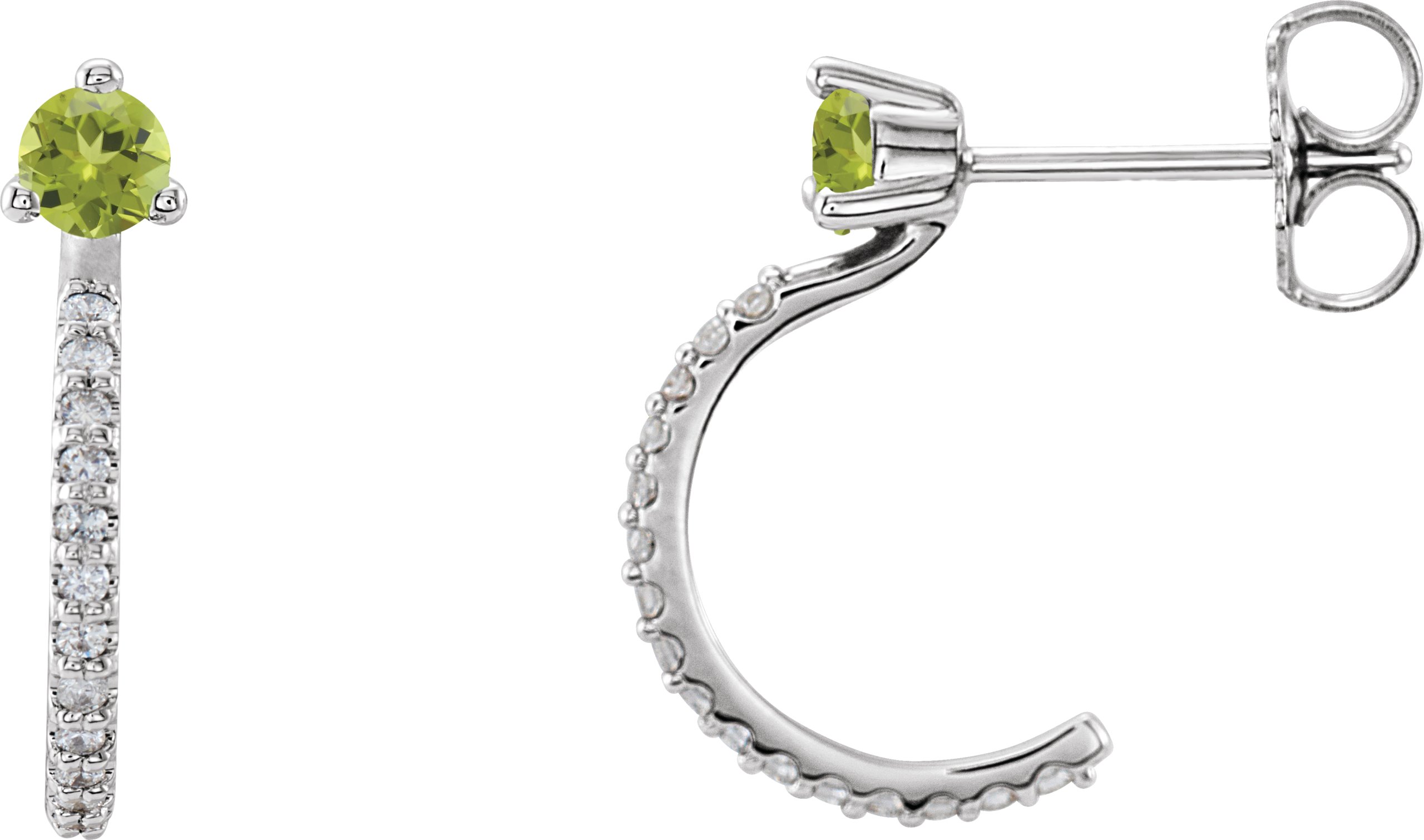 14K White Peridot and .17 CTW Diamond Hoop Earrings Ref 14010691