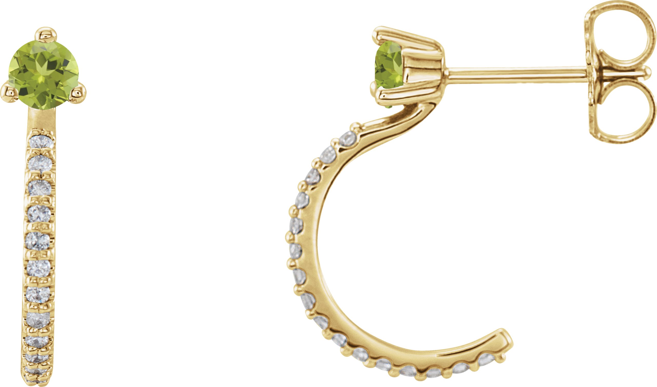 14K Yellow Peridot and .17 CTW Diamond Hoop Earrings Ref 14010692