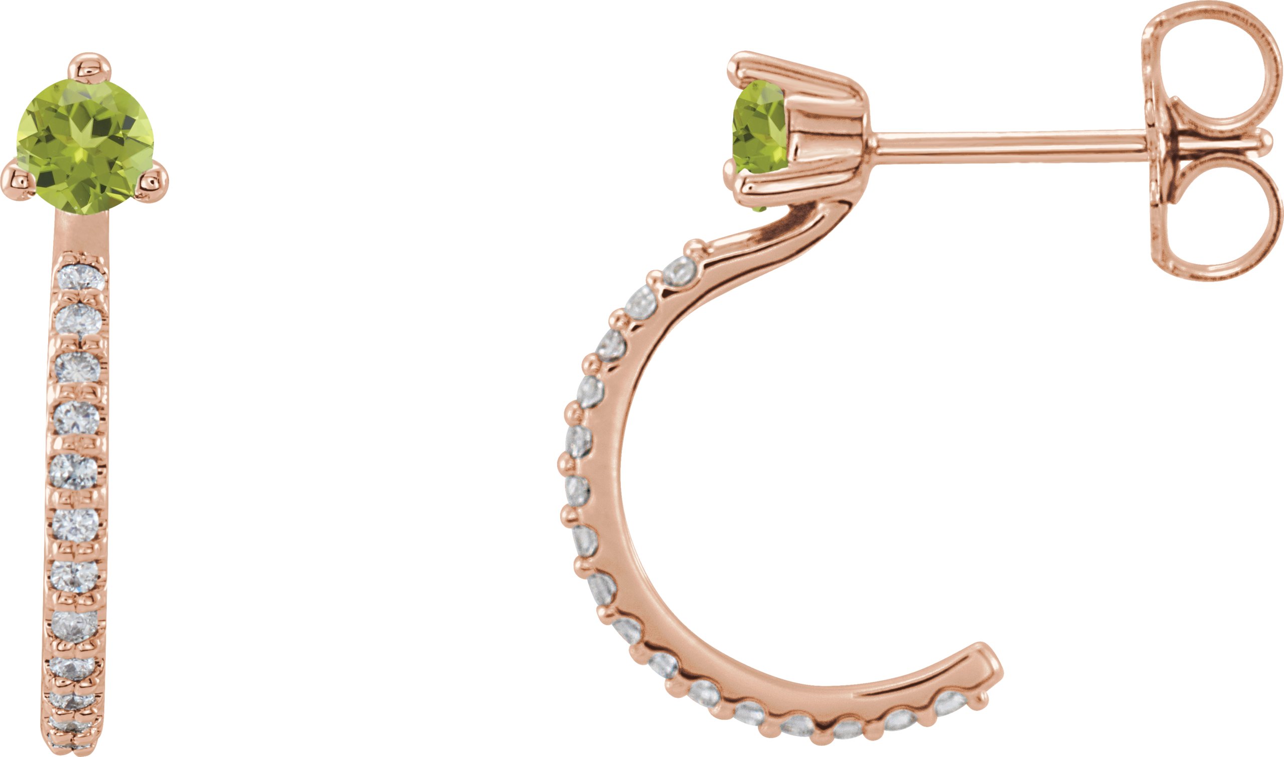 14K Rose Peridot and .17 CTW Diamond Hoop Earrings Ref 14010693