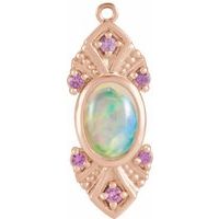 14K Rose Natural Ethiopian Opal & Natural Pink Sapphire Dangle