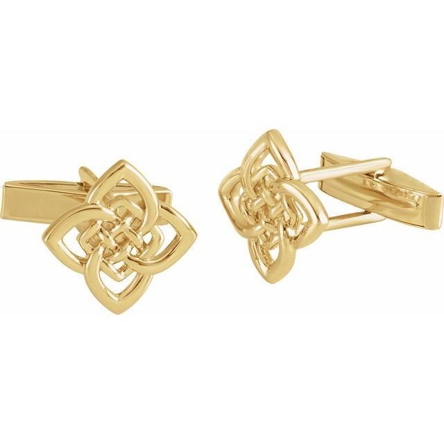 14K Yellow 16.2x12.2 mm Celtic-Inspired Cuff Links