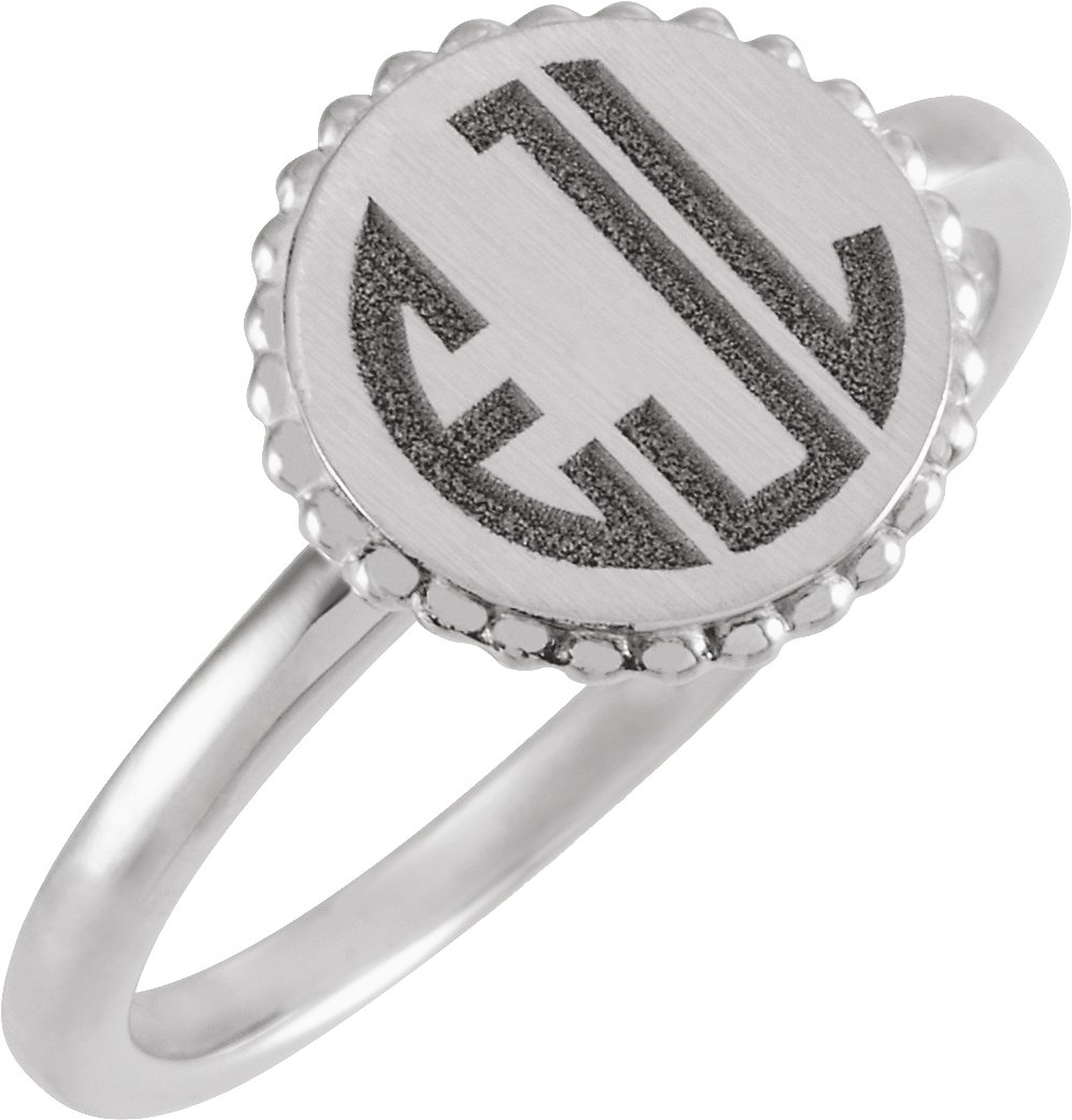 Sterling Silver Engravable Beaded Ring