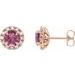 14K Rose 5 mm Natural Pink Tourmaline & 1/3 CTW Natural Diamond Halo-Style Earrings